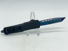 Heat Treated Blued Blade w/ White Lines OTF Automatic Knife w/ Sheath