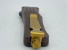 Gold Damascus Wood OTF (Out the Front) Automatic Knife w/ Sheath