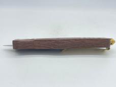 Gold Damascus Wood OTF (Out the Front) Automatic Knife w/ Sheath
