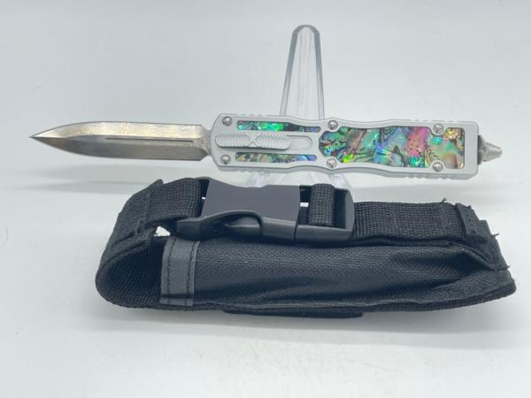 Damascus Genuine Abalone OTF (Out the Front) Automatic Knife w/ Sheath Damascus Genuine Abalone OTF (Out the Front) Automatic Knife w/ Sheath