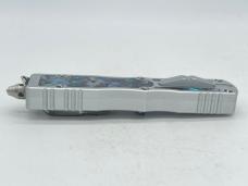 Damascus Genuine Abalone OTF (Out the Front) Automatic Knife w/ Sheath 