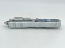 Damascus Genuine Abalone OTF (Out the Front) Automatic Knife w/ Sheath 