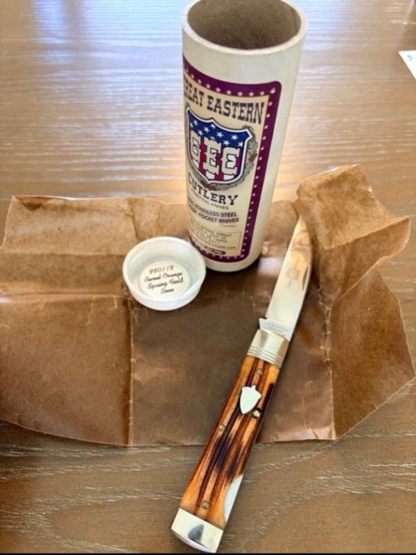 GEC Great Eastern Cutlery 99 Lockback Burnt Orange Spring Field Bone 990118
