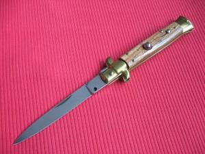 "FATHERS DAY SPECIAL"!!! Older 9" TULIP WOOD Flat Ground BLADE ITALIAN STILETTO Knife - NOS