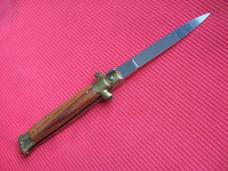 "FATHERS DAY SPECIAL"!!! Older 9" TULIP WOOD Flat Ground BLADE ITALIAN STILETTO Knife - NOS