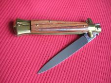 "FATHERS DAY SPECIAL"!!! Older 9" TULIP WOOD Flat Ground BLADE ITALIAN STILETTO Knife - NOS
