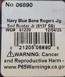 Navy Blue Bone Roger's Jig Sod Buster Jr.