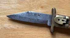 Rare 1950's ELEX Japan Lever Lock Swing Guard Switchblade Knife, Jigged Bone Scale