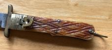 Rare 1950's ELEX Japan Lever Lock Swing Guard Switchblade Knife, Jigged Bone Scale