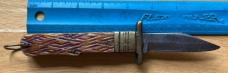 Rare 1950's ELEX Japan Lever Lock Swing Guard Switchblade Knife, Jigged Bone Scale