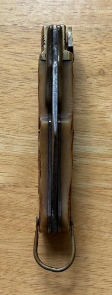 Rare 1950's ELEX Japan Lever Lock Swing Guard Switchblade Knife, Jigged Bone Scale