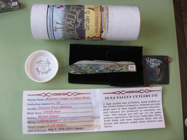 TUNA VALLEY 2026 MOUNTAIN COUGAR SWING GUARD GENUINE PAUA ABALONE #3