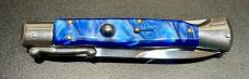 Italian Style 10” Swing-Guard Stiletto, Blue Pearlex Scales