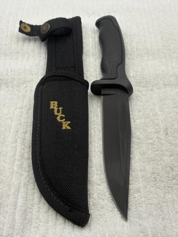 Buck 650 Nighthawk USA Fixed Black Blade Sheath Knife Made In 1995 No Box Buck 650 Nighthawk USA Fixed Black Blade Sheath Knife Made In 1995 No Box