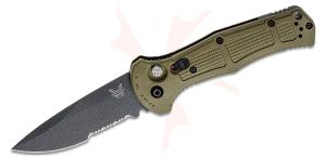 NEW-Benchmade 9070SBK-1 Claymore AUTOMATIC - 3.6" Combo Edge Cobalt Black-CPM-D2 Blade - Green 