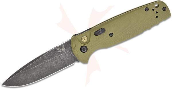 Benchmade 4300BK-02 CLA AUTOMATIC - 3.4" DLC Battlewash Finish CPM Magnacut Blade-OD-Green-G10-New Benchmade 4300BK-02 CLA AUTOMATIC - 3.4" DLC Battlewash Finish CPM Magnacut Blade-OD-Green-G10-New