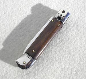 NEW OLD STOCK AKC 8" ITALIAN LEVER LOCK SWITCHBLADE SANTOS WOOD MANIAGO ITALY - NEVER USED - MINT 
