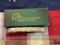 Case xx Ducks Unlimited Trapper Knife w/ Sweet Antique Bone Handles (mdl# 6254 SS) -NOS in Orig box