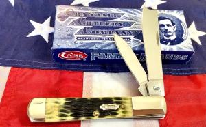 Case xx Crandall Razor Knife MDL 62005 RAZ SS w Really Nice Olive Green Bone Handles -NOS amp MNM