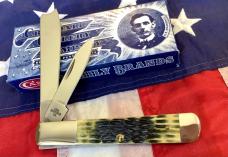 Case xx Crandall Razor Knife (MDL# 62005 RAZ SS) w/ Really Nice Olive Green Bone Handles -NOS & M/NM