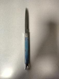 13 inch Blue Camel Bone Damascus Automatic 