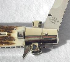 NEW AGA CAMPOLIN "BLACK WIDOW" 11" BEAUTIFUL GENUINE STAG 5MM BLADE, FACTORY FILEWORK  MANIAGO ITALY