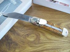 Hubertus Knife Solingen Automatic Just Arrived Yellow Curly Birch 08 Lilyput Clip-Point UNUSED!