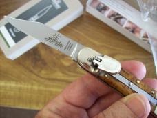 Hubertus Knife Solingen Automatic Just Arrived Yellow Curly Birch 08 Lilyput Clip-Point UNUSED!