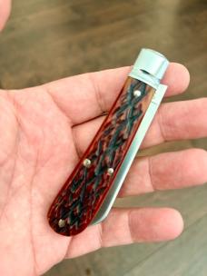 Waynorth 93 Chestnut Flat Cap Jigged Bone Real Lambfoot Knife