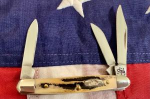 Case xx 2004 Tiny Stockman Knife Mdl 65237 SS w Sweet Bone Stag Handles -NOS