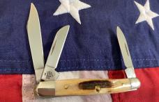 Case xx 2004 Tiny Stockman Knife Mdl# 6.5237 SS w/ Sweet Bone Stag Handles -NOS