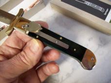 Hubertus The Guardian Knife Solingen, Germany Very Rare Green Bone Swing Guard UNUSED W/Box