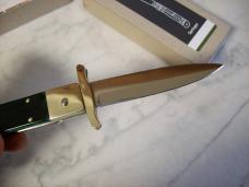 Hubertus The Guardian Knife Solingen, Germany Very Rare Green Bone Swing Guard UNUSED W/Box