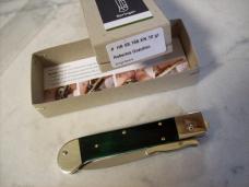 Hubertus The Guardian Knife Solingen, Germany Very Rare Green Bone Swing Guard UNUSED W/Box