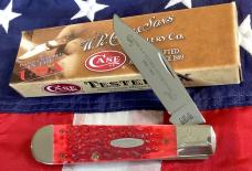 Large 1989 Case xx Centennial Jack knife (Mdl# R6199 1/2 SS) w Red Bone Handles -MOS