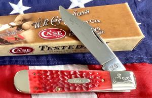 Large 1989 Case xx Centennial Jack knife Mdl R6199 12 SS w Red Bone Handles -MOS