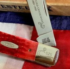 Large 1989 Case xx Centennial Jack knife (Mdl# R6199 1/2 SS) w Red Bone Handles -MOS