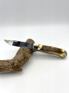 Queen Cutlery Jumbo LinerLock Trapper - Stag Bone (1095 CS Locking Clip & Spey Blade) QGSH206L
