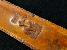 Vintage Edge Brand Solingen Germany Massive 15-1/4”Stag Bowie Knife w/Leather Sheath 1950’s EXCLNT.