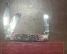 CASE XX - 2001 Large Stockman Stainless steel blades - pink bone covers and 'Case XX' script inlay