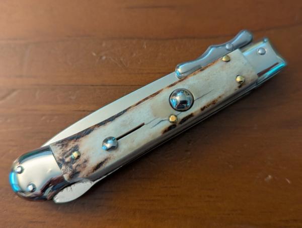 ITALIAN MADE MEDICI STYLE SWING GUARD AUTOMATIC STILETTO NICKEL SILVER NEW OLD STOCK ITALIAN MADE MEDICI STYLE SWING GUARD AUTOMATIC STILETTO NICKEL SILVER NEW OLD STOCK
