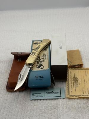 Schrade Scrimshaw USA 1994 Ltd Ed Great Outdoor Series 507SC Folding Hunter 