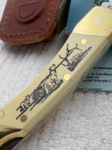 Schrade Scrimshaw USA 1994 Ltd Ed Great Outdoor Series 507SC Folding Hunter 