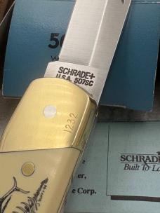 Schrade Scrimshaw USA 1994 Ltd Ed Great Outdoor Series 507SC Folding Hunter 