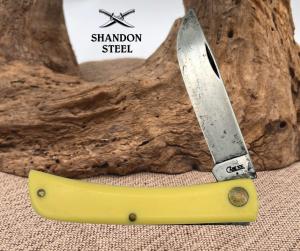 Case XX Sod Buster Jr 3137 CV Folding Knife Yellow Handle USA 1 Dot 2009 (2)