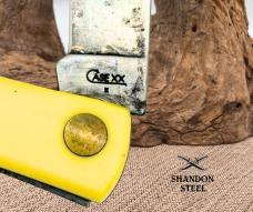 Case XX Sod Buster Jr 3137 CV Folding Knife Yellow Handle USA 1 Dot 2009 (2)