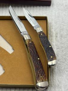 Queen Master Cutter Collection 77 Trapper 2 Knife Bone Handle Set