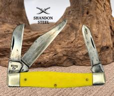 CASE XX 3375 CV YELLOW DELRIN LARGE PREMIUM STOCKMAN KNIFE USA 3375 CV 2000 (12)