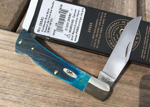 Case XX Axe Handle Knife Caribbean Blue Sawcut Bone Gorgeous! Case XX Axe Handle Knife Caribbean Blue Sawcut Bone Gorgeous!