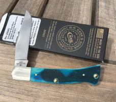 Case XX Axe Handle Knife Caribbean Blue Sawcut Bone Gorgeous!